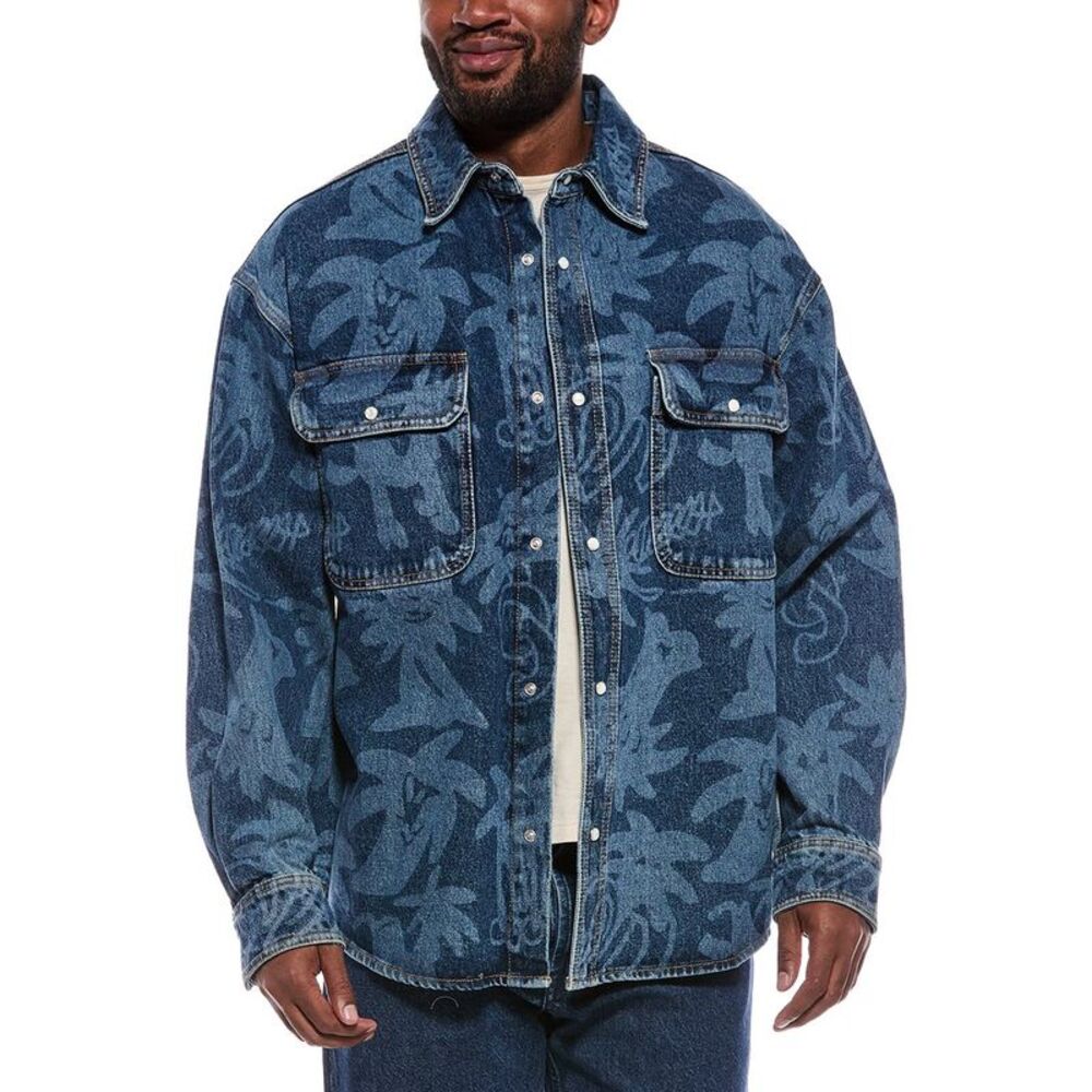 Palm Angels Mens  Denim Jacket, Blue
